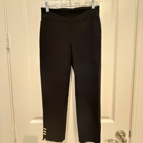 Zac & Rachel Black Pants with Gold Accents size 4p - Picture 1 of 8